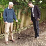 Cllr David Martin and Cllr Nicholas Coombes inspect a blocked drain